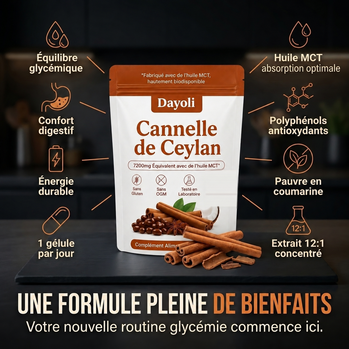 Dayoli — Cannelle de Ceylan 12:1 + Huile MCT