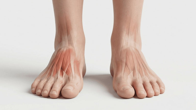 Des orteils serrés, un pied qui tire